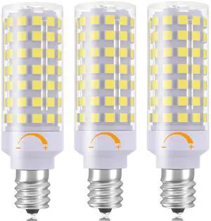 KEHIPI E12 LED Light Bulb Dimmable, 60W Halogen Equivalent, 6000K Daylight White, T6 Small Base 120V 7W 630LM C7 Bulbs for Ceiling Fan, Chandelier, Pendant Lighting, Salt Lamp, 3 Pack