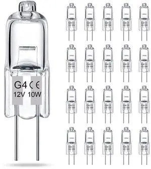 KEHIPI G4 Bulb, Halogen Light Bulbs 2 Pin 12V 10W T3 Bi-Pin G4 Base, G4 Light Bulbs Replacement for Under Cabinet Puck Light, Chandeliers, Landscape Lighting, Dimmable, 2700K Warm White, 20 Pack KEHIPI G4 Bulb, Halogen Light Bulbs 2 Pin 12V 10W T3 Bi-Pin G4 Base, G4 Light Bulbs Replacement for Under Cabinet Puck Light, Chandeliers, Landscape Lighting, Dimmable, 2700K Warm White, 20 Pack