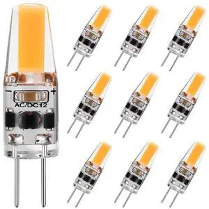 KEHIPI G4 LED Bulb 2W Equivalent to 20W T3 JC Type Bi-Pin G4 Base Halogen Bulb, AC/DC 12V Warm White 3000K G4 Bulb for Under Cabinet Light, Ceiling Lights, RV, Outdoor Landscape Lighting (10 Pack)