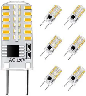 KEHIPI  G8 LED Bulb Dimmable 3W Equivalent to 20W-25W Halogen Bulb, T4 JCD Type Bi-Pin G8 Base, Natural White 4000K, AC 120V G8 Bulb for Under Cabinet Light, Under Counter Kitchen Lighting (6 Pack)