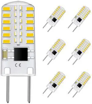 KEHIPI G8 LED Bulb Dimmable, T4 Bi-Pin JCD Type Base, 6000K Daylight White, 20W-25W Halogen Replacement for Under Cabinet Light, Under Counter Kitchen Lighting (6 Pack)