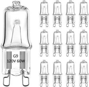 KEHIPI G9 Bulb, 12 Pack G9 Halogen Light Bulbs 2 Pin Base JC Type, 120V T4 Bi-Pin 60W Xenon Small Light Bulb for Chandeliers, Pendants, Cabinet Lights, Bathroom Light Bulbs, Warm White 2700K, Dimmable KEHIPI G9 Bulb, 12 Pack G9 Halogen Light Bulbs 2 Pin Base JC Type, 120V T4 Bi-Pin 60W Xenon Small Light Bulb for Chandeliers, Pendants, Cabinet Lights, Bathroom Light Bulbs, Warm White 2700K, Dimmable