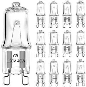 KEHIPI G9 Bulb, 12 Pack G9 Halogen Light Bulbs 2 Pin Base JC Type, 120V T4 Bi-Pin 40W Xenon Small Light Bulb for Chandeliers, Pendants, Cabinet Lights, Bathroom Light Bulbs, Warm White 2700K, Dimmable KEHIPI G9 Bulb, 12 Pack G9 Halogen Light Bulbs 2 Pin Base JC Type, 120V T4 Bi-Pin 40W Xenon Small Light Bulb for Chandeliers, Pendants, Cabinet Lights, Bathroom Light Bulbs, Warm White 2700K, Dimmable