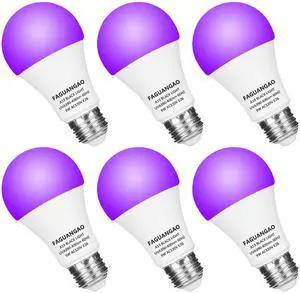 KEHIPI LED Black Light Bulb,9W(75Watt Equivalent) A19 UV Blacklight Bulb,120V,UVA Level 390-400nm,E26 Medium Base,Glow in The Dark for Blacklight Party,Fluorescent Poster,Body Paint(6 Pack)