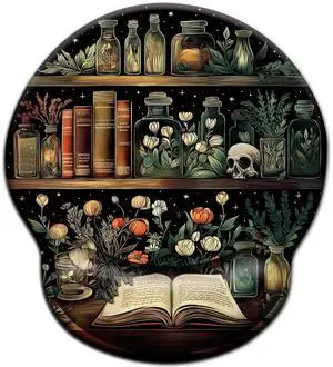 KEHIPI Mouse Pad with Wrist Rest, Goth Book Ergonomic Mouse Pad Wrist Support with Non-Slip Pain Relief PU Base, Funny Laptop Computer Mousepad, Gothic Skull Office Home Desk Accessories Decor KEHIPI Mouse Pad with Wrist Rest, Goth Book Ergonomic Mouse Pad Wrist Support with Non-Slip Pain Relief PU Base, Funny Laptop Computer Mousepad, Gothic Skull Office Home Desk Accessories Decor