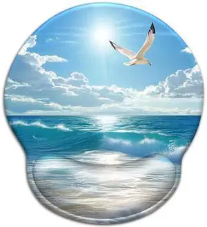 KEHIPI Beach Ocean Wave Mouse Pad with Wrist Rest, Ergonomic Mouse Pad Wrist Support with Non-Slip Pain Relief PU Base, Funny Computer Mousepad, Cute Office Supplies Home Desk Accessories Decor KEHIPI Beach Ocean Wave Mouse Pad with Wrist Rest, Ergonomic Mouse Pad Wrist Support with Non-Slip Pain Relief PU Base, Funny Computer Mousepad, Cute Office Supplies Home Desk Accessories Decor
