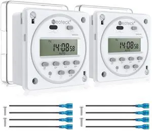 KEHIPI DC 12V/16A Digital Timer Switch 7 Day Time Relay Programmable Timer Switch with Wire Connectors and Waterproof Cover for Lights, Fans, Motors (2)