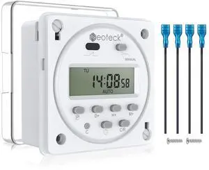 KEHIPI DC 12V/16A Digital Timer Switch 7 Day Time Relay Programmable Timer Switch with Wire Connectors and Waterproof Cover for Lights, Fans, Motors (1)