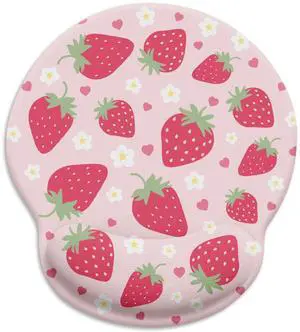 KEHIPI Pink Ergonomic Mouse Pad with Wrist Rest, Gaming Mousepad with Non-Slip Pain Relief PU Base, Cute Pink Strawberry Office Desk Accessories Decor Supplies KEHIPI Pink Ergonomic Mouse Pad with Wrist Rest, Gaming Mousepad with Non-Slip Pain Relief PU Base, Cute Pink Strawberry Office Desk Accessories Decor Supplies