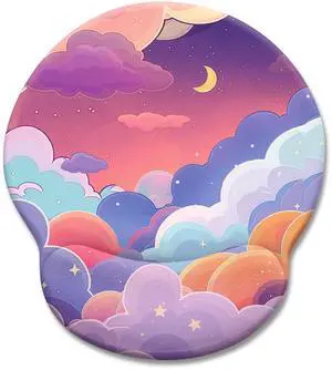 KEHIPI Purple Mouse Pad with Wrist Rest, Cloud Ergonomic Mouse Pad Wrist Support with Non-Slip Pain Relief PU Base, Kawaii Computer Mousepad, Cute Purple Office Desk Accessories Decor Supplies