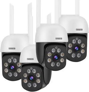 KEHIPI 2K 3.0MP Outdoor WiFi PTZ Security Camera, 2.4G WiFi, Auto Tracking, 2 Way Audio, Spot Night Vision, Compatible with Alexa, SD Card & Cloud Storage, ONVlF Compliant RTSP IP CCTV Camera(4pcs)