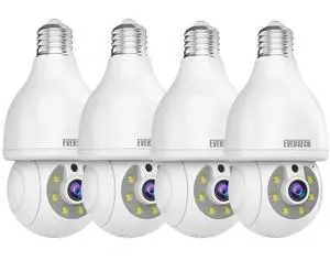KEHIPI HD 2K 3.0MP Wireless Lightbulb Security Camera with E27 Light Connector, Motion Auto Tracking PTZ, 2 Way Audio, Spotlight Night Vision, Free APP, WiFi Screw-in CCTV Camera, White(4pack) KEHIPI HD 2K 3.0MP Wireless Lightbulb Security Camera with E27 Light Connector, Motion Auto Tracking PTZ, 2 Way Audio, Spotlight Night Vision, Free APP, WiFi Screw-in CCTV Camera, White(4pack)