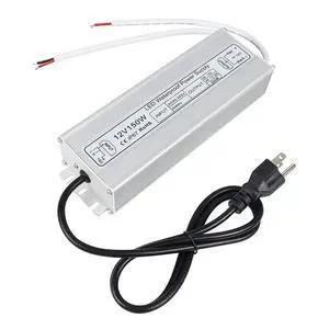 KEHIPI 12V LED Power Supply, 150W IP67 Waterproof Outdoor Driver,AC 80-265V to DC 12 Volt 12.5A Low Voltage Transformer, Adapter with 3-Prong Plug for LED Light, Computer Project, Outdoor Use