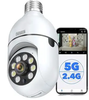 KEHIPI HD 1080P Wireless Light Bulb Security Camera, 2.4g & 5g WiFi, Motion Auto Tracking, 2 Way Audio, Smart Night Vision, Support ONVIF & RTSP, Work with Alexa, SD Card & Cloud Storage, Free App