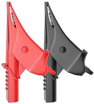KEHIPI 2PCS Heavy Duty Alligator Clips Full Insulated Safe Crocodile Clips with 4mm Banana Socket 1000V 10A for Electrical Testing Red&Black