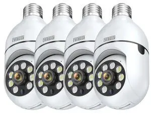 KEHIPI 4pack 1080P Wireless Light Bulb Security Camera, 2.4g & 5g WiFi, Auto Tracking, 2 Way Audio, Smart Night Vision, Support ONVIF & RTSP, Work with Alexa, SD Card & Cloud Storage, Free App