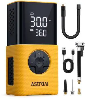 KEHIPI  Tire Inflator L7S Portable Air Compressor Cordless Bike Air Pump with Digital Dual Values Display, 150 PSI Car Tires Pump with LED Lights Air Pump for Auto, Motorcycles, Bikes, Balls