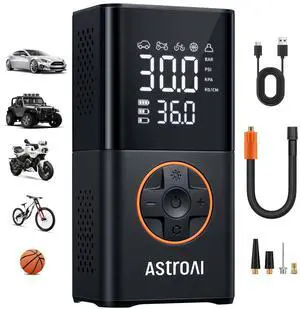 KEHIPI L7 Tire Inflator Portable Air Compressor Cordless-2pack Bike Pump with Digital Dual Values Display, 150 PSI Car Tires Pump with LED Lights Air Pump for Cars, Motorcycles, Bikes, Balls Orange