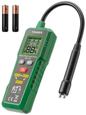 KEHIPI TBF-300 Brake Fluid Tester with 8.5-Inch Corrosion Resistance Gooseneck Probe, Testing for DOT3, DOT4, DOT5.1, Brake Fluid Tester Pen with Light, Data Hold, Backlight Alarm for Auto Care-Green
