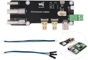 KEHIPI Micro HDMI to HDMI Multifunctional Adapter, Compatible with Raspberry Pi 5/4B, Dual 4K Outputs, Power Via Type-C Port or Screw Terminal
