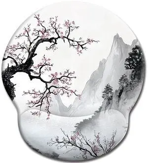 KEHIPI Japanese Mouse Pad with Wrist Rest, Ergonomic Mouse Pad Wrist Support with Non-Slip Pain Relief PU Base, Funny Computer Mousepad, Japanese Style Office Supplies Home Desk Accessories Decor