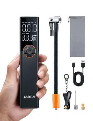 KEHIPI  L8 Portable Bike Pump, Bicycle Tire Inflator with Pressure Gauge, 150 PSI High Voltage Motor for Electric Mini Air Pump with Presta, Schrader, and Dunlop Valve for Road, Mountain, and E-Bike