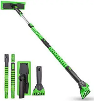 KEHIPI 55 Inch Snow Broom and Ice Scraper for Windshield, Extendable Snow Brush with Foam Grip, Snow Ice Removal for SUV Truck Window