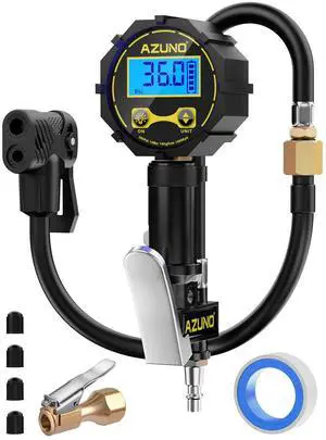 KEHIPI Presta Valve Adaptor with Pressure Gauge, 200psi Dual-Port Schrader & Presta Valve Pump, Bike Tire Inflator for Air Compressor, Can Check, Inflate, Deflate for Bicycles, Motorcycles, Cars