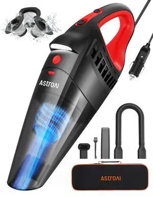 KEHIPI Car Vacuum Cleaner, Portable Handheld Vacuum and Car Accessories, 16.4 Ft Cord-12V DC Power, LED Light, w/3 AttachmentsAuto Accessories Kit for Interior Detailing for Quick Cleaning (Red)