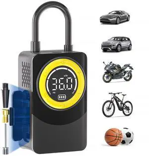 KEHIPI Tire Inflator Portable Air Compressor, 150PSI Air Pump For Car Tires with Digital Pressure Gauge, LED Light and Auto Shut-Off Function Cordless Pump for Car, Motorcycle, Bicycle, Balls