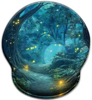 KEHIPI Firefly Forest Mouse Pad with Wrist Rest, Ergonomic Mouse Pad Wrist Support with Non-Slip Pain Relief PU Base, Funny Computer Mousepad, Cute Office Supplies Home Desk Accessories Decor KEHIPI Firefly Forest Mouse Pad with Wrist Rest, Ergonomic Mouse Pad Wrist Support with Non-Slip Pain Relief PU Base, Funny Computer Mousepad, Cute Office Supplies Home Desk Accessories Decor