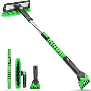 KEHIPI 41 Inch Snow Brush and Ice Scraper with Squeegee, Extendable SUV Windshield Ice Scraper and Brush with Foam Grip for SUV Truck Jeep RV Auto Vehicle Window
