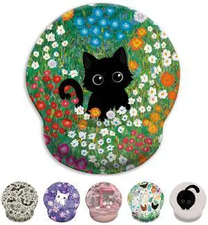 KEHIPI Black Cat Mouse Pad, Ergonomic Mouse Pad with Wrist Rest, Gaming Mouse Pad Wrist Support with Non-Slip Pain Relief PU Base, Funny Mouse Pads for Desk Work, Cute Office Desk Accessories Decor KEHIPI Black Cat Mouse Pad, Ergonomic Mouse Pad with Wrist Rest, Gaming Mouse Pad Wrist Support with Non-Slip Pain Relief PU Base, Funny Mouse Pads for Desk Work, Cute Office Desk Accessories Decor