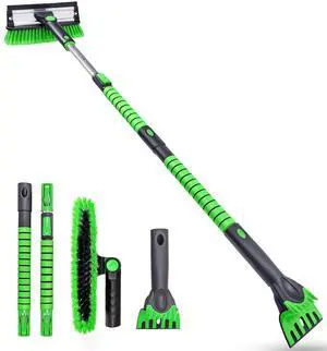 KEHIPI  55 Inch Ice Scraper and Snow Brush with Squeegee, Extendable Snow Ice Removal with Foam Grip for Windshield SUV Truck Vehicle Window