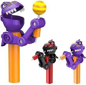 KEHIPI  2 Pcs Dinosaur Lollipop Holder for Kids, Halloween Lollipop Case, Creative Press-to-Store Toy & Fun Gift for Toddlers Over 3 Years Old (Black & Purple)