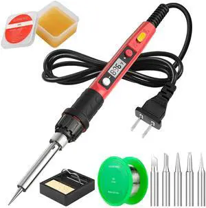 KEHIPI Soldering Iron Kit, 80W 110V LCD Digital Solder Irons, Portable Welding Tools with Ceramic Heater, Accurate 356°F-896°F, for Metal, Jewelry Electrical Repairs, DIY
