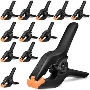 KEHIPI Heavy Duty Spring Clamps, 3.7 Inch Small Heavy Duty Clip with 1.6 Inch Jaw Opening, Non-Slip Handle, Strong Grip Clips for Woodworking, Photography, Crafting, and DIY Projects (12 pack)