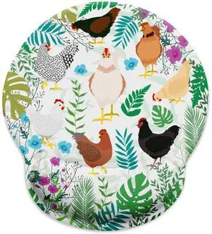 KEHIPI Chicken Ergonomic Mouse Pad with Wrist Rest, Gaming Mouse Pad with Wrist Support, Funny Mouse Pads for Desk, Computer Mousepad with Non-Slip Pain Relief PU Base, Cute Office Desk Accessories
