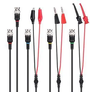 KEHIPI BNC Test Leads Kit - BNC Male to Dual Alligator Clip Test Leads, BNC Male to Dual Test Hook Test Leads, BNC Male to Dual Stacked Insert Test Leads, Dual BNC Coaxial Cable