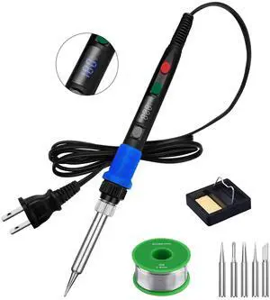 KEHIPI Soldering Iron Kit, 90W LED Digital Solder Iron Kit with Ceramic Heater, 110V Welding Tools with Smart Temperature Control, Auto Sleep, Temp Calibration, C/F, Accurate 176-896 KEHIPI Soldering Iron Kit, 90W LED Digital Solder Iron Kit with Ceramic Heater, 110V Welding Tools with Smart Temperature Control, Auto Sleep, Temp Calibration, C/F, Accurate 176-896