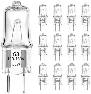 KEHIPI  G8 Halogen Light Bulbs 35W Dimmable 120V G8 Base 2Pin Xenon Bulb T4 JCD Type Warm White Under Cabinet Puck Lighting Replacements12 Pack