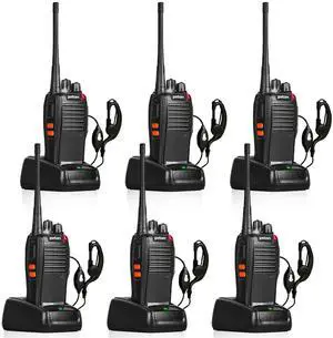 KEHIPI  777S Rechargeable walkie talkies Long Range for Adults with Earpieces and Li-ion Battery,Two Way radios has VOX/TOT/Emergency Alarm/Battery Low Alert/Flashlight/Scan Function6 Pack