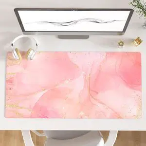 KEHIPI Large Mouse Pad, Extended Desk Mat for Desktop, PU Leather Waterproof Gaming Mousepad, Computer Desk Accessories Protector Writing Pads for School Office Home 31.5" x 15.7" - Dreamy Pink Marble KEHIPI Large Mouse Pad, Extended Desk Mat for Desktop, PU Leather Waterproof Gaming Mousepad, Computer Desk Accessories Protector Writing Pads for School Office Home 31.5" x 15.7" - Dreamy Pink Marble