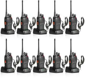 KEHIPI 666S 10 Pack walkie talkies for Adults Long Range Rechargeable with Headphones and Li-ion Battery,Two Way Radio has VOX/Noise Reduction/TOT/Flashlight/Monitoring/Scan Function10 Pack
