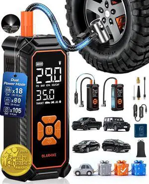 KEHIPI  Cordless Tire Inflator Portable Air Compressor, 150PSI Dual Power - 6000mAh & 12V DC, Air Pump for Car Tires, Motorcycle, Bicycle, Electric Pump with LED Light & Digital Pressure Gauge
