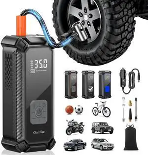 KEHIPI 4000mAh Tire Inflator Portable Air Compressor, 150PSI Auto Air Pump for Car Tires, Motorcycle, Bicycle, Bike, Tire Pump with LED Light & Digital Pressure Gauge