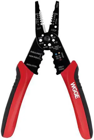 KEHIPI WG-015 Professional 8-inch Wire Stripper/Crimping Tool, Cable Cutter/Crimper, Wiring and Multi-Function Hand Tool, Red With Black