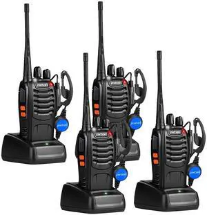 KEHIPI Rechargeable walkie talkies for Adults with Upgraded Earpieces and Li-ion Battery,Two Way radios has VOX/TOT/Emergency Alarm/Battery Low Alert/Flashlight/Scan Function4 Pack