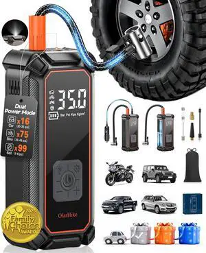 KEHIPI Tire Inflator Portable Air Compressor, 9000mAh Battery Powered, 150PSI Dual Mode, Auto Air Pump for Car Tires, Motorcycle, Bicycle, Electric Pump with LED Light & Digital Pressure Gauge