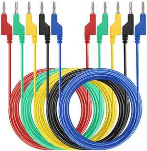 KEHIPI 5Pcs Banana to Banana Plug Test Lead, 4mm Stackable Banana Plug Wire Test Cable Lead for Multimeter, Electrical Test Wire 1000V/15A 6.6Ft/2M KEHIPI 5Pcs Banana to Banana Plug Test Lead, 4mm Stackable Banana Plug Wire Test Cable Lead for Multimeter, Electrical Test Wire 1000V/15A 6.6Ft/2M